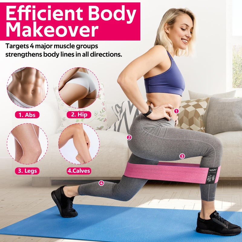 WALITO Resistance Bands for Legs and Butt  Fabric Exercise Loop Bands Yoga  Pilates  Rehab  Fitness and Home Workout  Strength Bands for Booty - Image 4